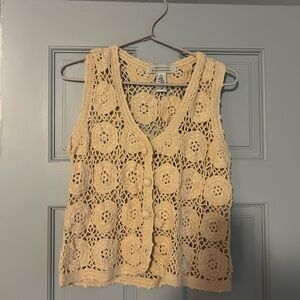 Women’s Vintage Crochet Sleeveless Top/Vest - Cream